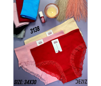 Combo Of 6 Pcs Turkey Style Ladies Panties Z3138 Free Size (34x30)Assorted in KSA