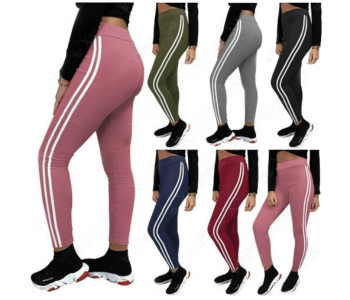 4242 Set Of 3 Striped Casual High Waist Full Length Thick Warm Cotton Knitted Long Leggings Stretch Pants For Women in KSA