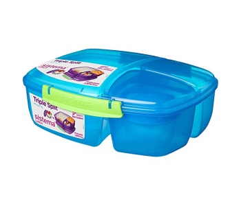 Express Delivery - Sistema 2Litre Lightweight Triple Split Lunch Box with Yogurt Cup - Blue - ID 124695