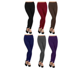 3232 Set Of 4 Women High Waist Full Length Thick Warm Cotton Knitted Long Leggings in KSA