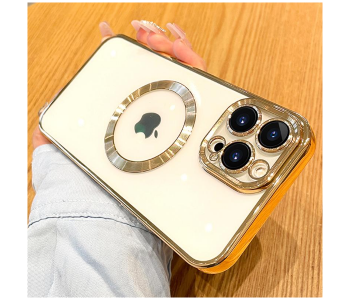 New Arrivals For Luxury Transparent Plating Logo Hole Case Glass Camera Protector Cover for iPhone 13 Pro - Gold - ID 124583