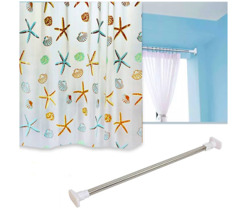 Express Delivery - GTC 22000951 Waterproof Fabric Shower Curtain Set with Adjustable Stainless Steel Shower Curtain Rod Punch-free - ID 124355