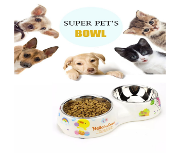 Express Delivery - GTC 22000939 2 in 1 Stainless Steel Cat Bowls with Stand For Food and Water - White - ID 124367