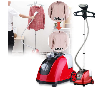 Express Delivery - GTC 22000956 1800Watts Powerful Professional Steamer Single Poles Adjustable 1.8 Litre Water Capacity Clothes Garment Steamer - Red and Black - ID 124350