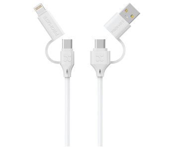 Promate 4-in-1 60Watts 1.2 Meter USB-C Charging Cable - White in OMAN