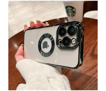 New Arrivals For Luxury Transparent Plating Logo Hole Case Glass Camera Protector Cover for iPhone 13 Pro Max - Green - ID 125103