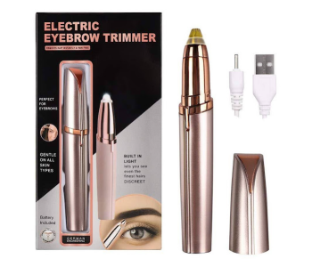 Express Delivery - GTC 22000962 Rechargeable Dual Edge Blade Electric Eyebrow Trimmer for Women - Rose Gold - ID 124344