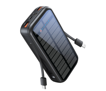 Express Delivery - Promate Portable 20000mAh 20Watts Solar Power Bank - Black - ID 124247