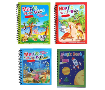 Express Delivery - 4 Pieces Magic Water Book Reusable for Painting Children's Cartoon Images with Water Pen-B - ID 127603