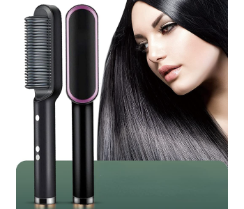 Professional Hair Straightener Tourmaline Ceramic Hair Curler Brush Hair Comb Straighteners Curling Hair Iron Hair Styler Tool-B in OMAN