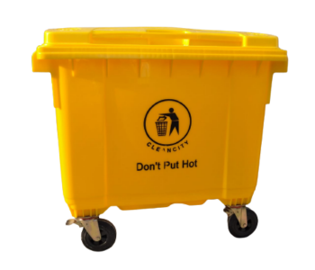 Express Delivery - Industrial 660 Liter 4 Wheeled Flat Lid Waste Bin - Yellow - ID 128034