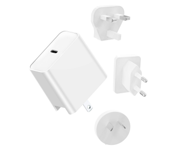 Express Delivery - Trands AD1587 65W Interchangeable US, EU And UK Plugs Universal Travel Charger - White - ID 128008