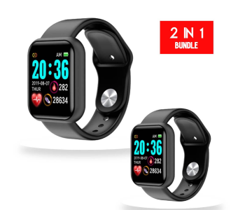 2 Pcs JA-F- D20 1.3 Inch Water Resistant IPS Color Screen Smart Watch - Black in KSA