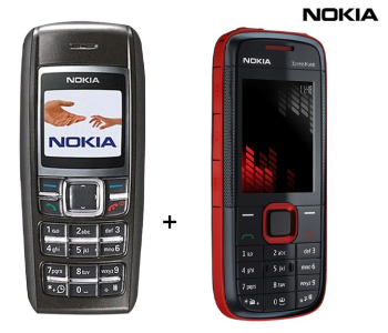 Nokia 1600 Refurbished Mobile Phone + Nokia 5130 Xpress-Music Mobile Phone - Black (Refurbished) in OMAN