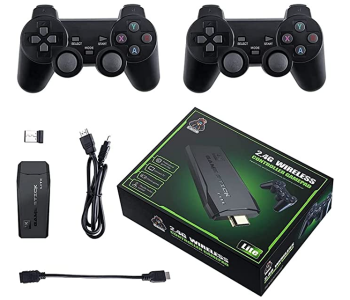 Classic M8 Game Stick 4K Game Console With Two 2.4G Wireless Gamepads Dual Players HDMI Output Built In 10000 Classic Games Compatible With Android TV/PC/Laptop/Projector in KSA