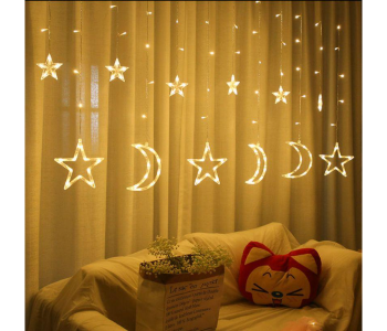 Star Moon Warm Led String Lights Curtain Decor Festival Lights With Battery And USB Charger - 3.5 Meter in KSA