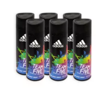 Adidas 150ml Team Five Deodorant Body Spray For Men - Pack Of 6 in UAE