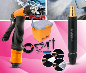 Generic High Pressure Water Gun Nozzle Car Wash - Black + High Pressure HNR1209 Portable Car Washer With Power Adapter in OMAN