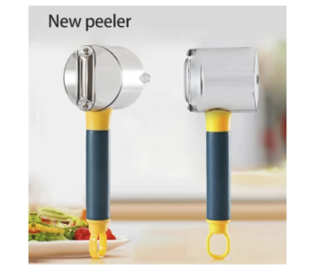 Set Of 2 Pc Super Grip Fruit And Vegetable Peeler With Container - Blue And Yellow in OMAN