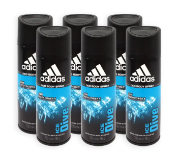 Adidas 150ml Ice Dive Deodorant Body Spray For Men - Pack Of 6 in UAE