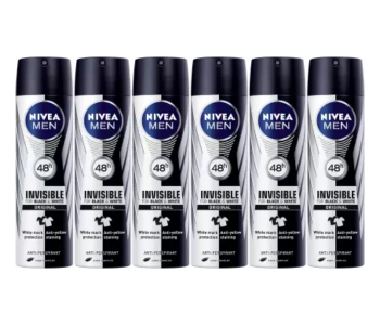 Nivea 150ml Black And White Invisible Original Anti Perspirant Deodorant Spray For Men- Pack Of 6 in UAE
