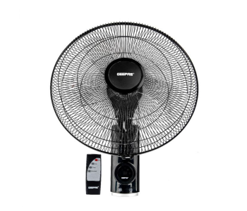 Geepas GF21125 Mountable Remotely Controlled Sleek Modern 60W Copper Motor 5 Leaf AS Blade 3 Speed Option Overheat Protection Home And Office Use 18 Inch Wall Fan- Black in UAE