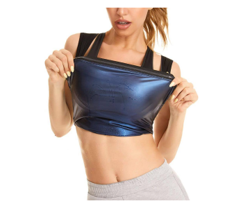 Express Delivery - GTC 22000975 Weight Loss Sweat Top Sauna Shirt Vest for Women L -Black - ID 130055