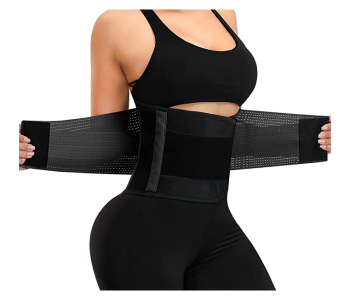 Express Delivery - GTC 22001004 Elasticity Waist Cincher Corset Breathable Weight Loss Slimming Female Waist Trainer Belt Body Shaper Bustier Medium -Black - ID 130025