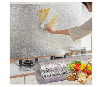 Express Delivery - GTC 22001006 Anti-Mold and Heat Resistant Oil Proof And Waterproof Auminium Foil Wallpaper for Walls Cabinets Drawers Of 60 x 300 CM -Silver - ID 130023