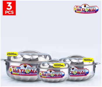 3 Piece National Stainless Steel Insulated Casserole Gift Set - Silver in UAE