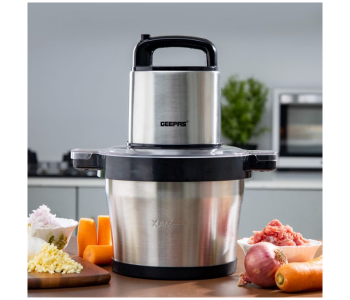 Express Delivery - Geepas GMC42023 4Pcs Stainless Steel Blade 1000W Powerful Copper Motor 2 Speed Option 6L stainless steel bowl Multi Chopper - Silver - ID 129791