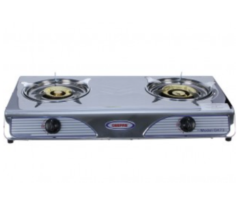 Geepas GK73-BS 120mm +100mm Size Stainless Steel Auto Ignition Double Gas Burner- Silver in UAE