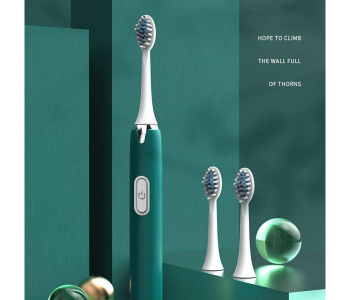 Express Delivery - GTC 22000986 Fashionable and Convenient Sonic Electric Toothbrush With 2 Replacement Toothbrush Heads -Green - ID 130043