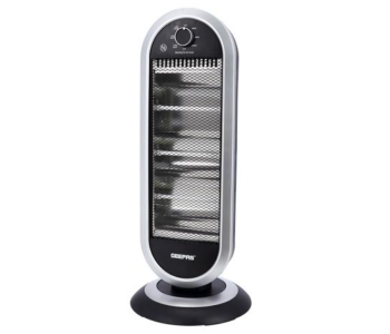 Geepas GQH28523 Automatic Tip-Over Protection Wide Angle Oscillating 1200W Heating Power Quartz Heater-Black And Silver in UAE