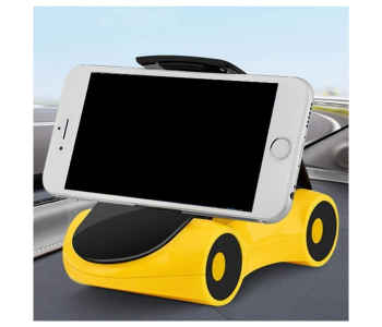 Express Delivery - GTC 22000990 Car Mount Holder Stand with Double Grip Holder for Windscreen Dashboard and Table Desk Sports Car Shape Mobile Holder -Yellow - ID 130039