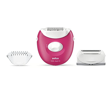 Braun SE3410 Battery Powered Corded Epilator With 3 Extras - Raspberry Pink in UAE