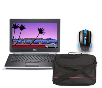 Dell Latitude 6430 14 Inch 3rd Gen Intel Core I5 Processor 8GB RAM 500GB Storage Windows 10 Refurbished Laptop + Padded Strap 15.6 Inch Laptop Bag - Black + Enet Wired Optical USB Mouse - Black in OMAN