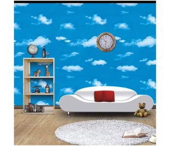 Express Delivery - GTC 22000970 Customize Size Self-Adhesive Wallpaper 3D Of 60 CM x 500 CM Blue Sky White Clouds Ceiling Sticker -Sky Blue - ID 130034