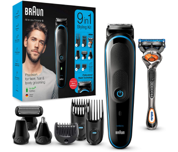 Braun MGK5245 Long Lasting Lithium Ion Battery Powered Auto Sensing All In One Trimmer - Black And Blue in UAE