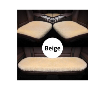 Generic Soft Luxurious 3PC Wool Seat Cushion Pad Winter Mat Universal Fit For Comfort In Auto, Plane, Office, Or Home - Beige in OMAN
