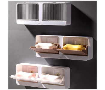DIY 2 In 1 Adhesive Wall Mounted Soap Dish Drain Box - C in OMAN