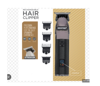 Geepas GTR56028 Rechargeable USB Hair Clipper With LED Display - Black And Grey in UAE