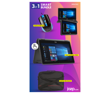 Dell Latitude 3189 2-in-1 Touchscreen Convertible Laptop Tablet, 4th Gen Intel Celeron Pentium N4200 (1.1 GHz), 4 GB RAM, 128 GB SSD, HDMI, WiFi, Bluetooth, Windows 10 Refurb Laptop + Padded Strap 15.6 Inch Laptop Bag - Black + Enet Wired Optical USB Mouse - Black in OMAN