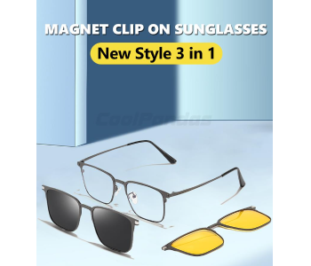 MT Magnet Clip On Glasses 3 In 1 Sunglasses Polarized Men Women Night Vision Clip Eyewear Metal Anti Blue Light Computer Glasses in KSA