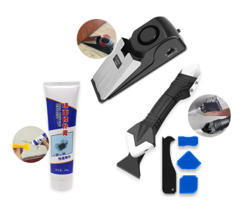 Generic 250g Wall Cracks Repair Ointment Peeling Off Scraper-A + Generic 3 In 1 Silicone Caulking Tools(stainless Steelhead) Silicone Sealant Finishing Tool Grout Scraper, Great Tools For Kitchen Bathroom Window, Sink Joint + Door Stop Alarm Wireless Home Wedge Shaped Stopper Alert Security System – Black And Silver-A in OMAN