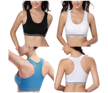 3 Piece Women's Padded Free Size Mixed Color Sporty Yoga Seamless Bra in KSA