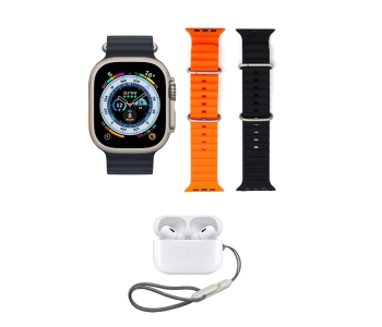 Haino Teko GP8 Smart Watch Ultra With 2 Set Straps And Bluetooth Wireless Earphone Combo in UAE