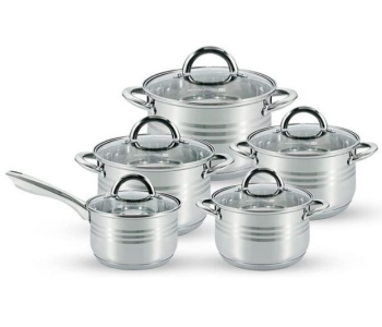 Royalford RF10390 10 Pieces Stainless Steel Cookware Set, Induction Compatible - Silver in UAE