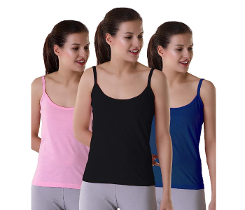 3 Piece Mix Color Modern Camisole Inner Slim Strap Top For Ladies in KSA