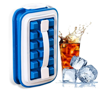 Express Delivery - Generic Portable Ice Cube Molds Flask With Lid, Reusable Silicone Leakproof Ice Cube Ball Maker - Blue and White - B - ID 131924